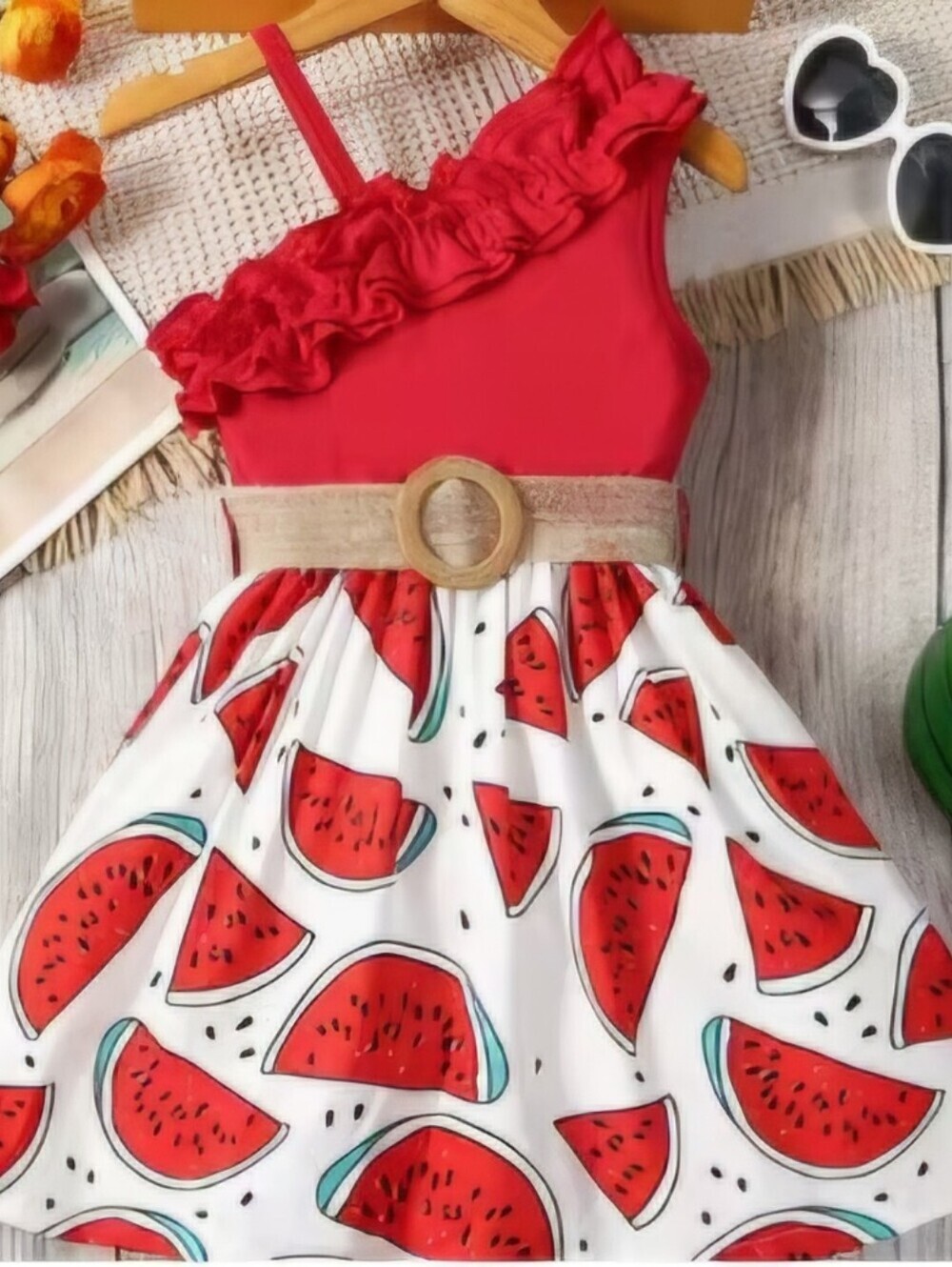 NWT Red And White Kids Waremelon Dress Denim Jacket with